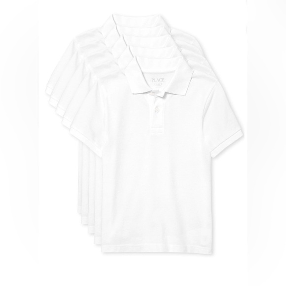 The Children's Place-Classic White Soft Pique Uniform Polos -Set of 5 size L - Picture 3 of 4